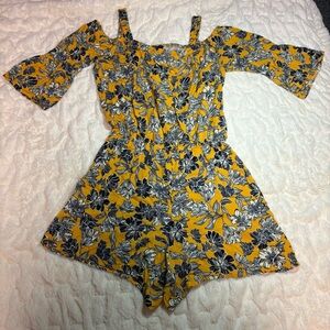 Floral Yellow and Black Jumpsuit